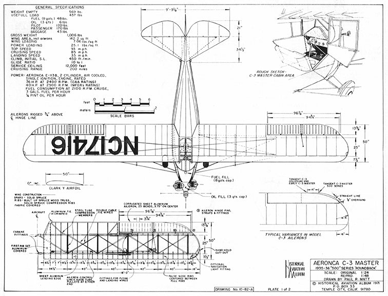 Drawing - Paul Matt - Aeronca C-3 Master