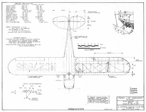 Drawing - Paul Matt - Piper J4 Cub Coupe